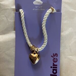 Claire's Gold and Cream Heart Necklace